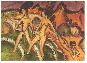 Ernst Ludwig Kirchner Female nudes striding into the sea USA oil painting artist